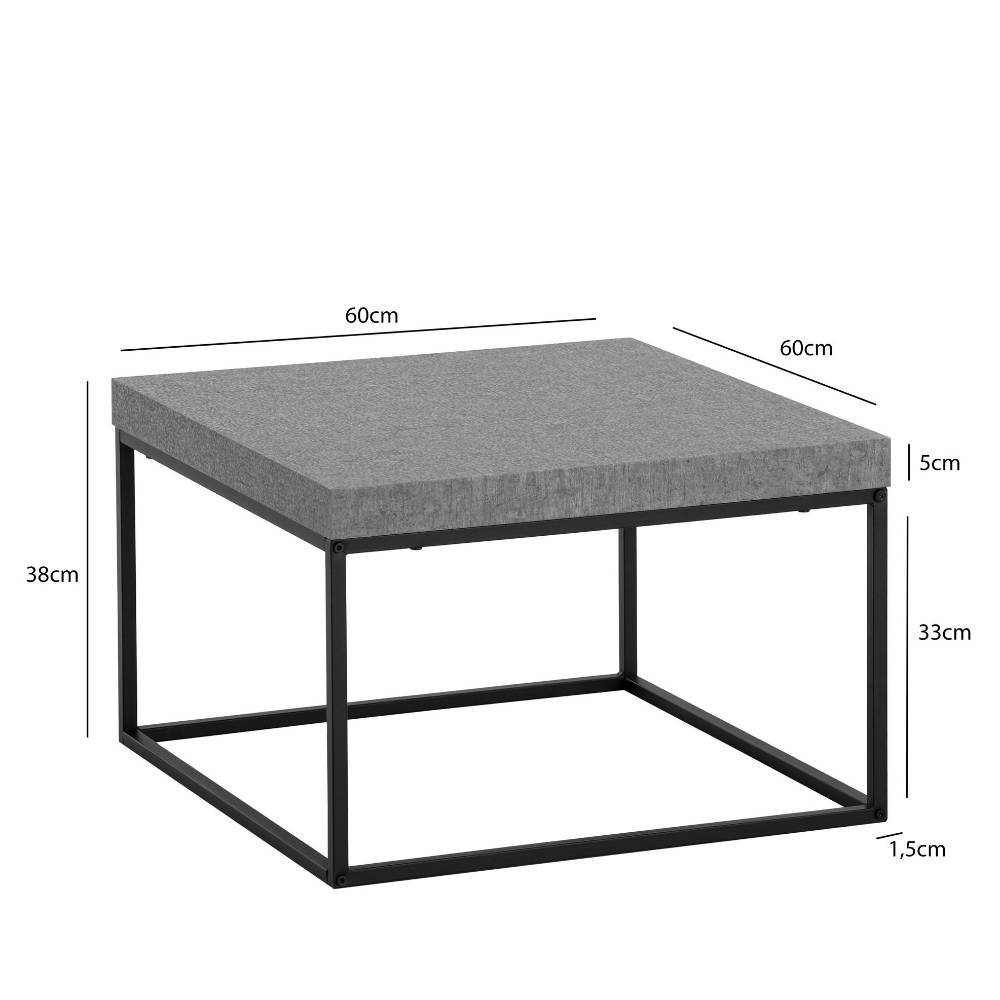 Wohnzimmer Tisch in Betonoptik Grau mit allen wichtigen Maßen und Abmessungen – Libonato
