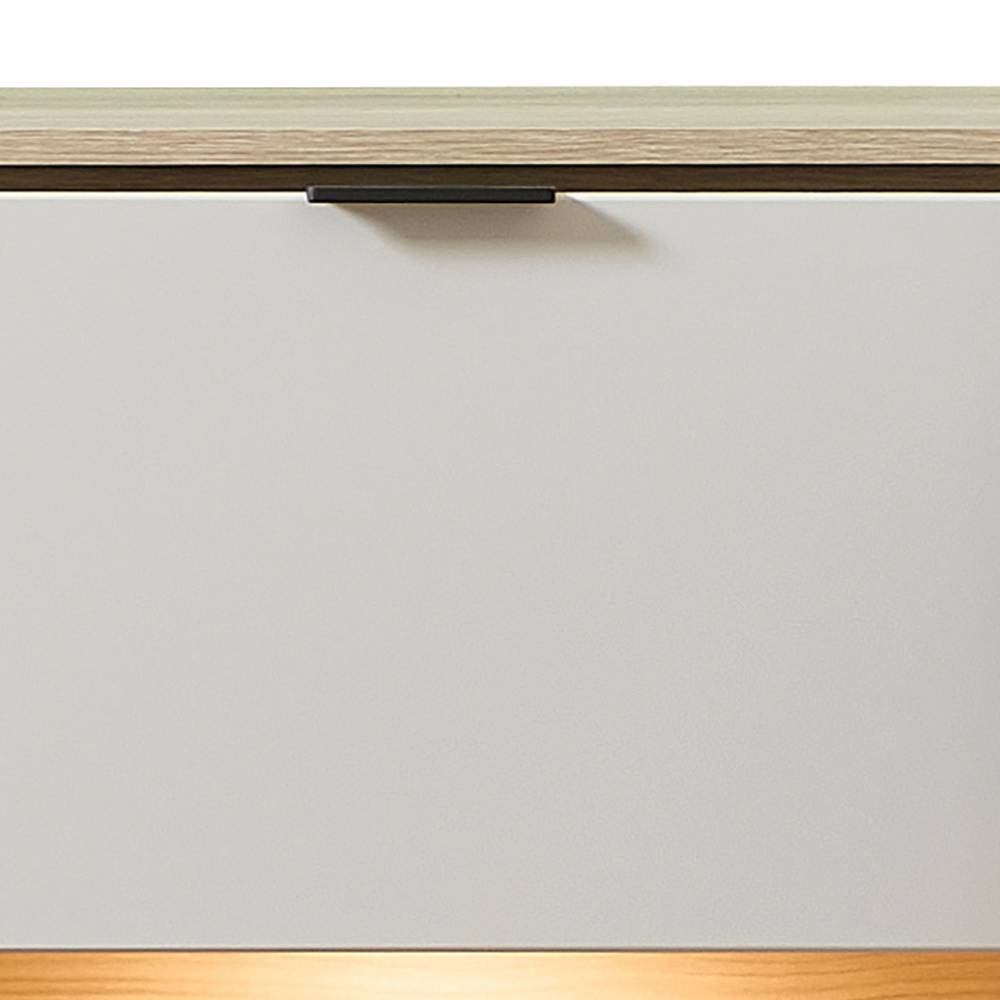 Breites Highboard in Hellgrau und Eiche Hell - Rovigo