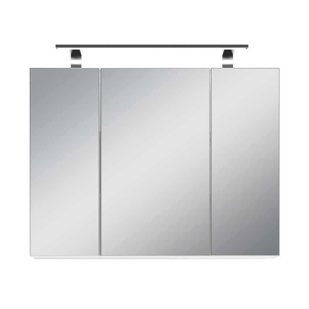 Weißer Spiegelschrank mit LED Licht - 3-türig - Rumanian