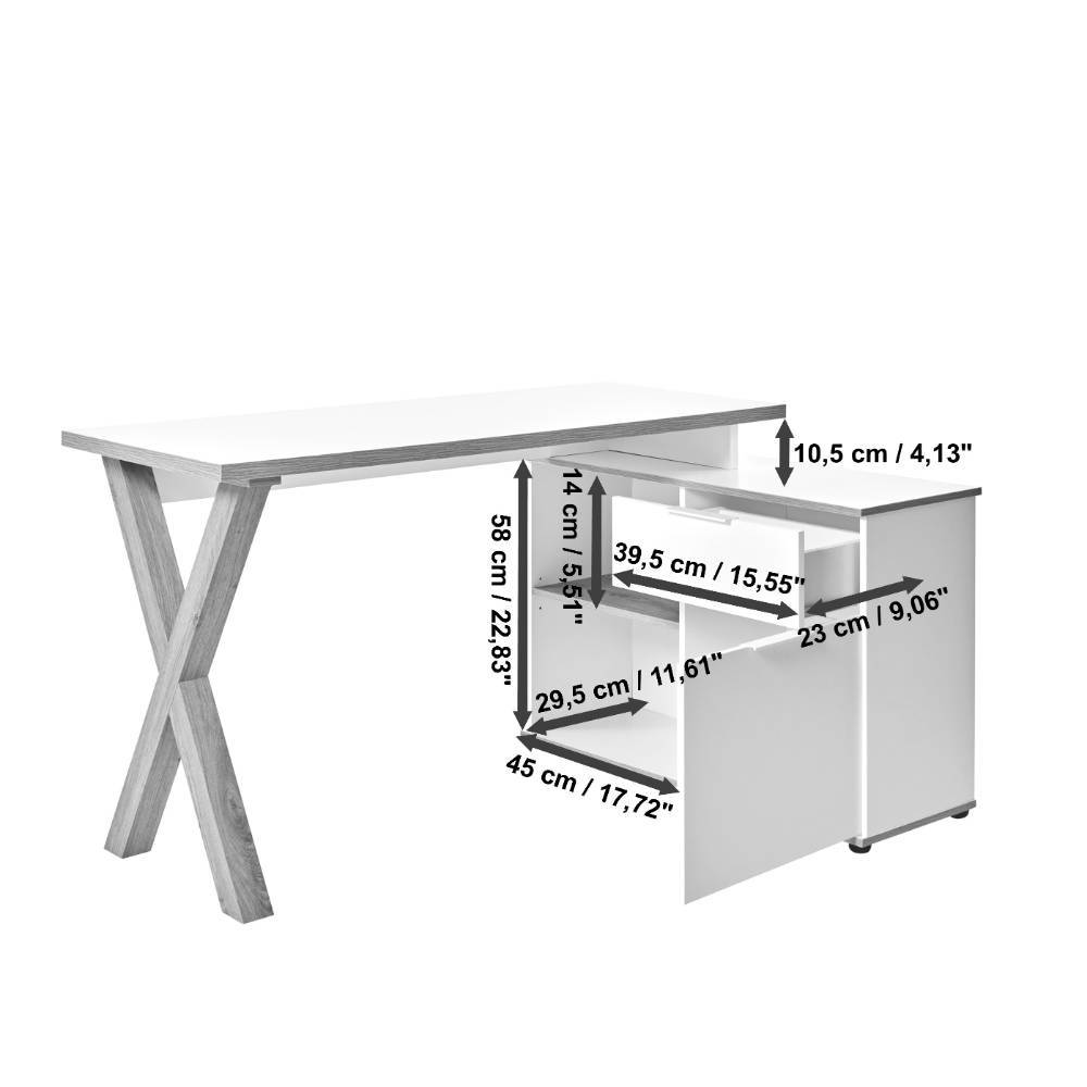 Büroschreibtisch in Weiß und Eiche - Reymons