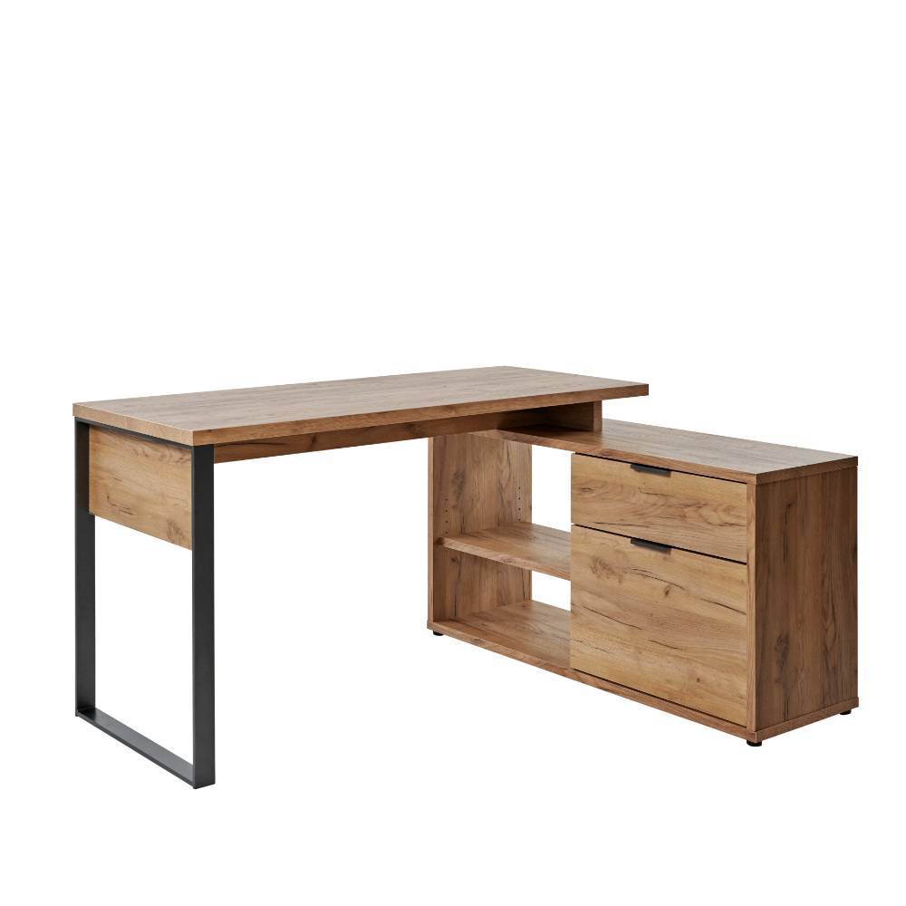 Winkel-Schreibtisch in Kerneiche Holzoptik - Estaguma