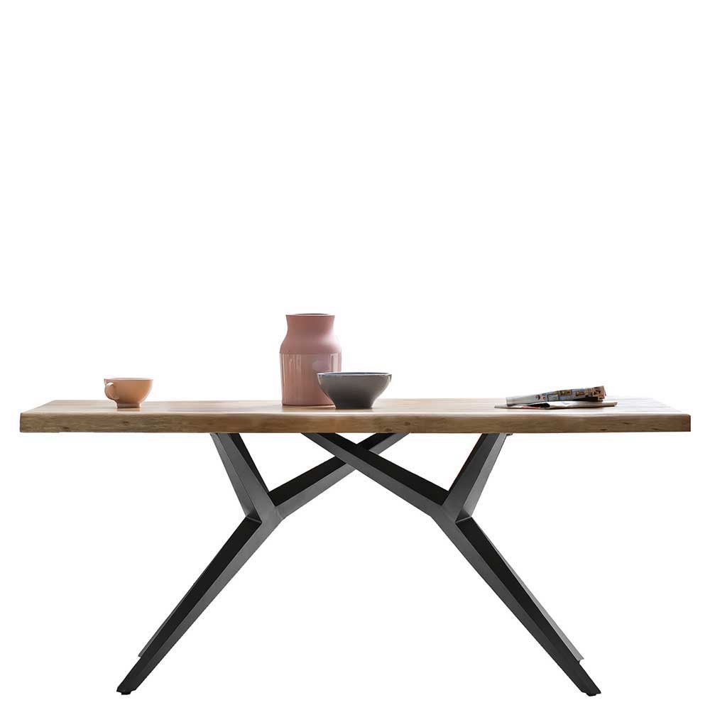 Esstisch mit Holzplatte Akazie & Eisengestell - Sestron
