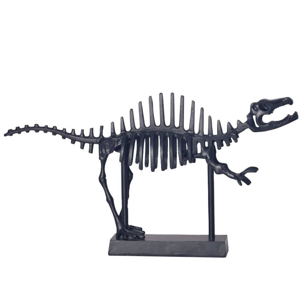 Schwarze Metall Dinosaurierskelett Skulptur als Blickfang für Regal oder Schreibtisch – Marzias