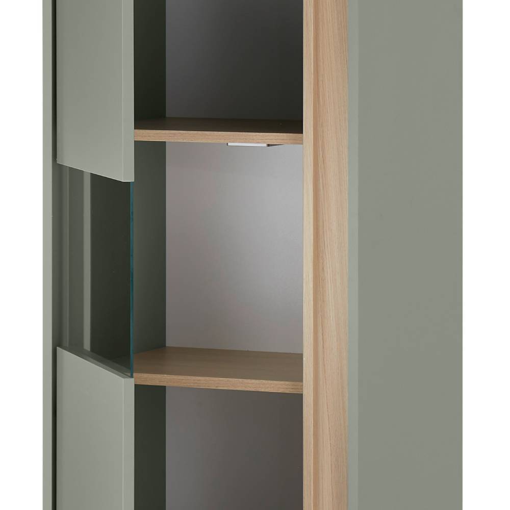 Vitrine in Graugrün und Eiche - Socotta
