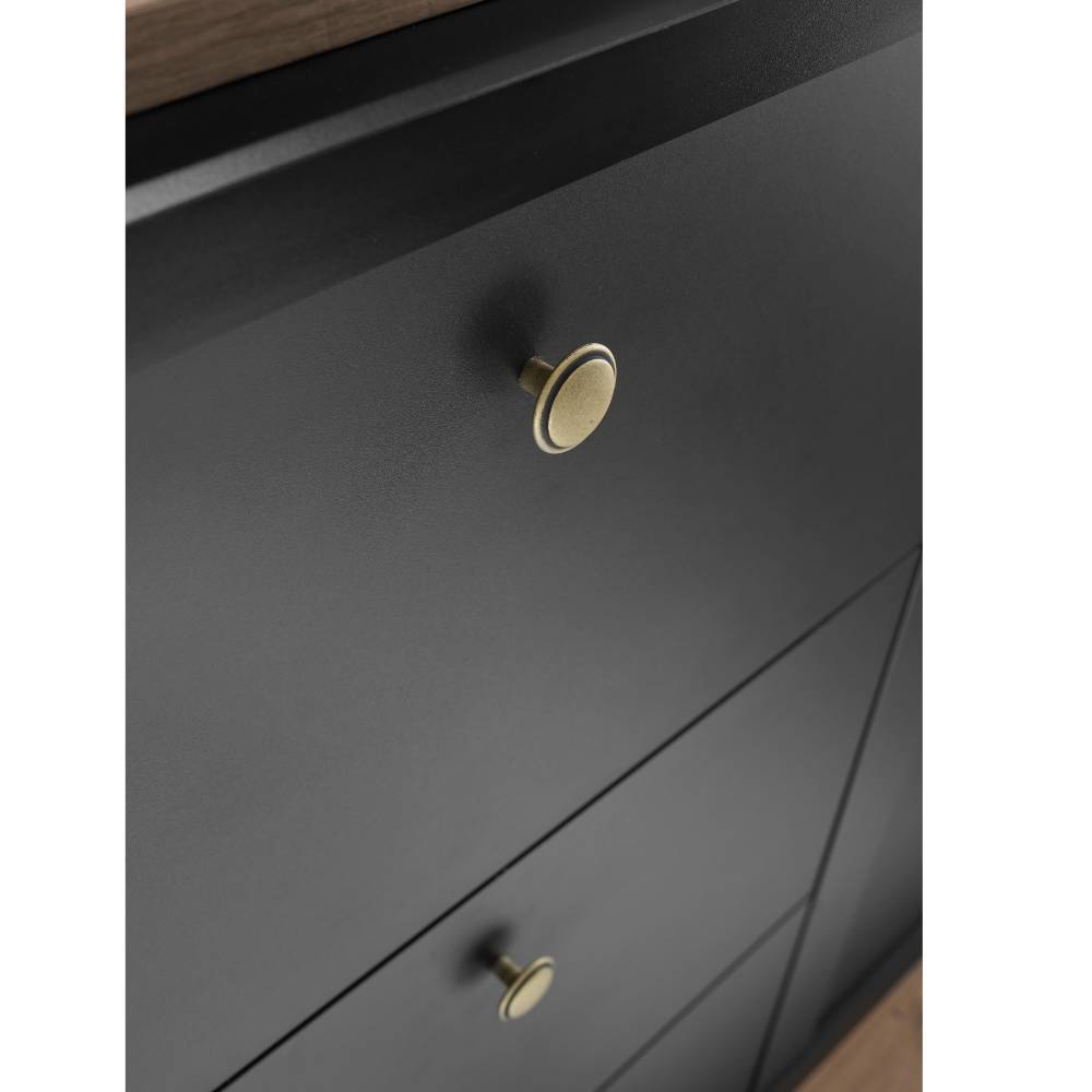 Modern Country Vitrinenschrank in Mattschwarz - Lulumo