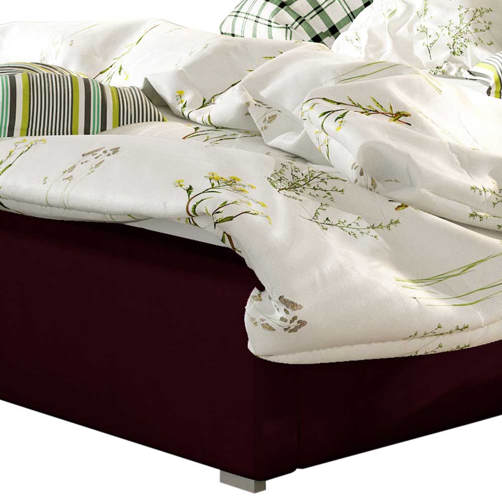 Samt Doppelbett in Bordeaux Rot - Lelolenilia
