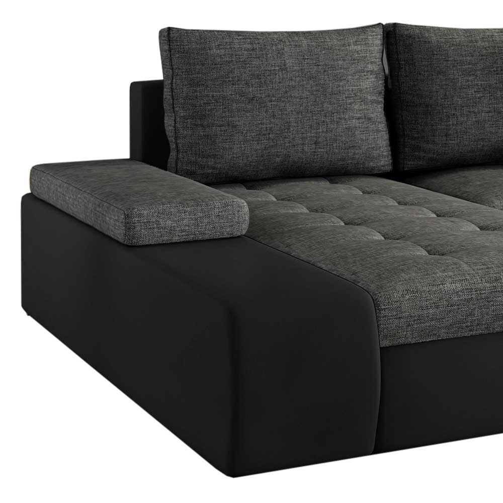 U-Design Schlafsofa in Dunkelgrau und Schwarz - Blance