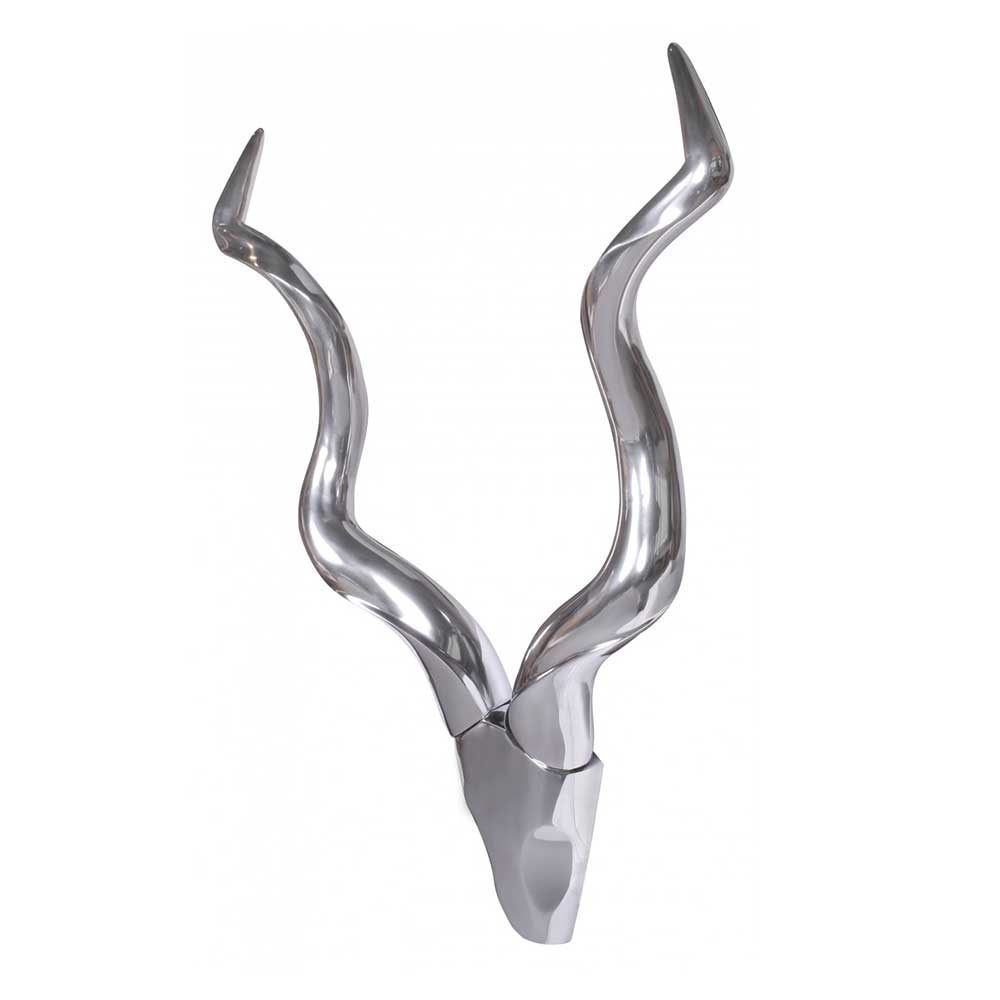 Aluminium Kudu Schädel mit Hörnern - hängende Deko - Filigrano