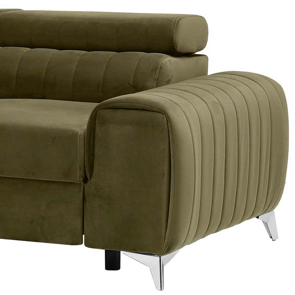 Wohnzimmersofa mit Bettfunktion in Oliv Grün - Vultaco