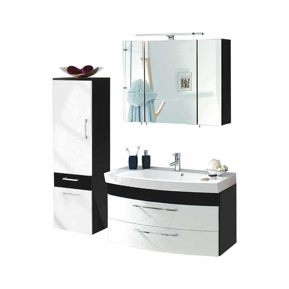 Hängende Badmöbel Boisan mit Waschplatz Spiegelschrank Hochschrank (dreiteilig)