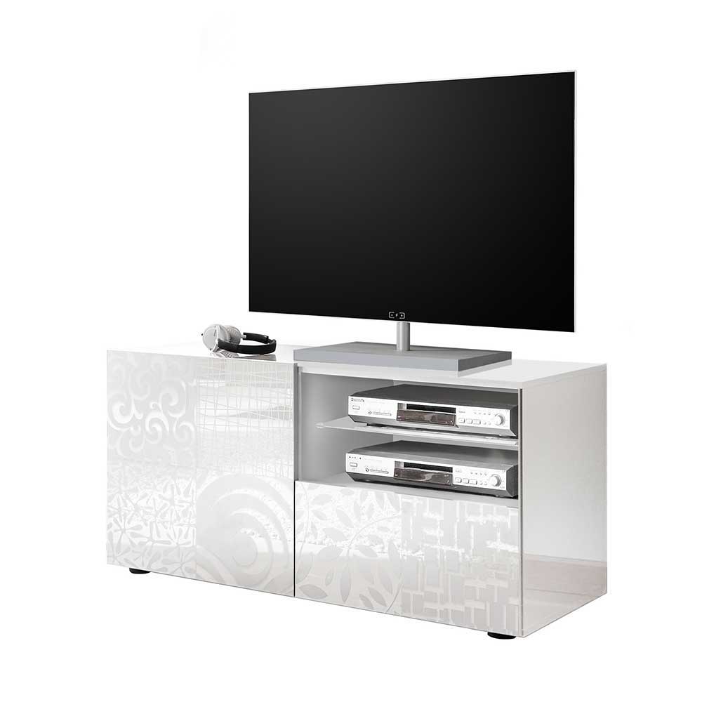 Hochglänzend lackiertes TV Board in Weiß mit Druck - Vascaub