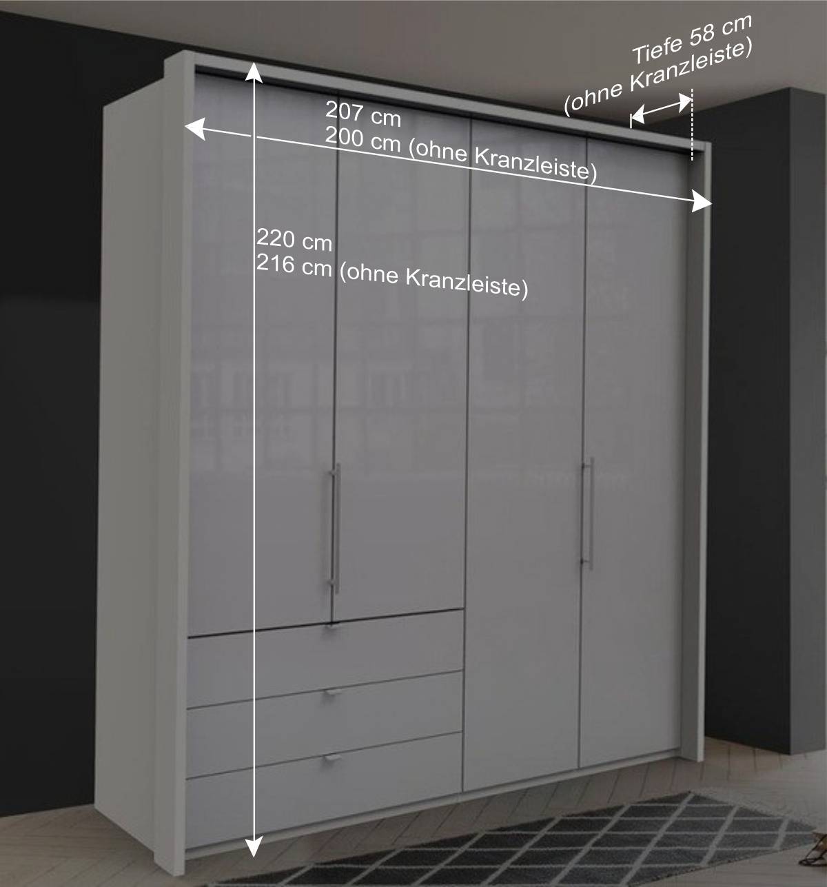 Kleiderschrank mit Glasfront Weiß - Dolienca