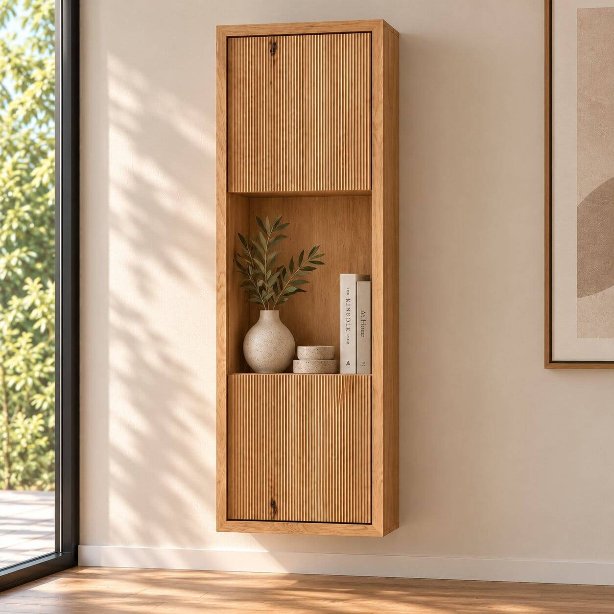 Hängevitrine aus Wildeiche Massivholz - Fredellia