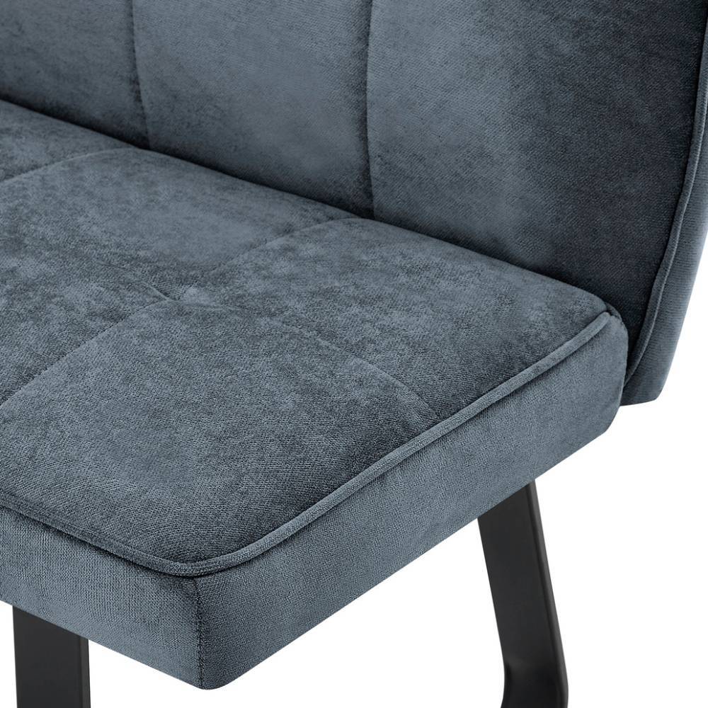 Nahaufnahme des strapazierfähigen dunkelgrauen Stoffbezugs mit quadratischer Steppung – Ponzet