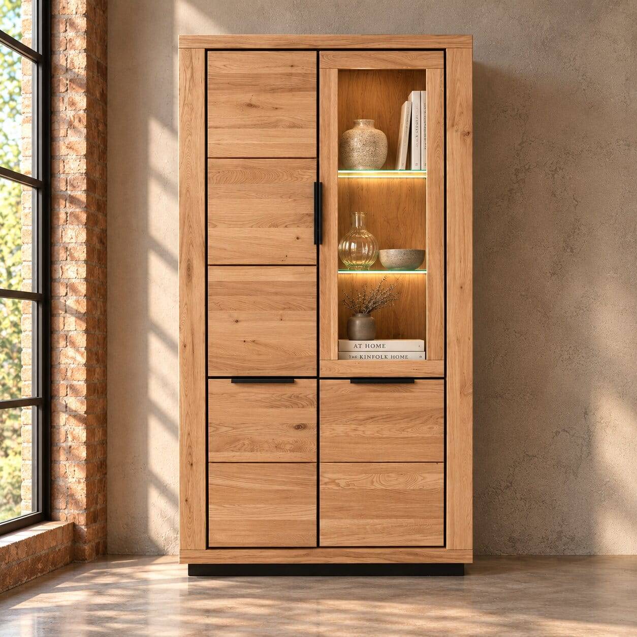 4-türiger Vitrinenschrank teilmassiv - Vlacoma