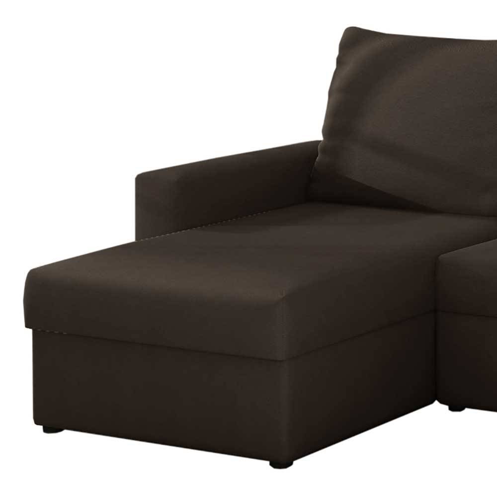 Velours Ecksofa in Braun mit Bettfunktion - Bascana