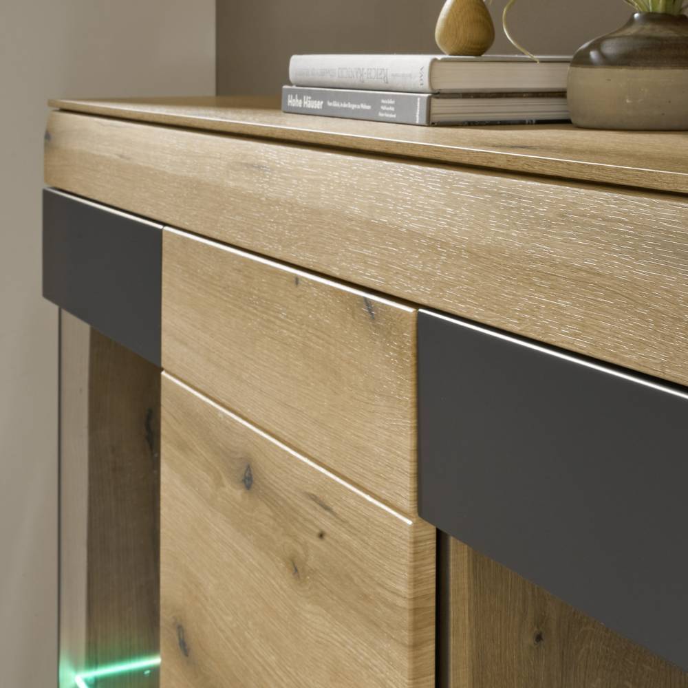 Highboard Vitrine in Eiche Optik - Addara