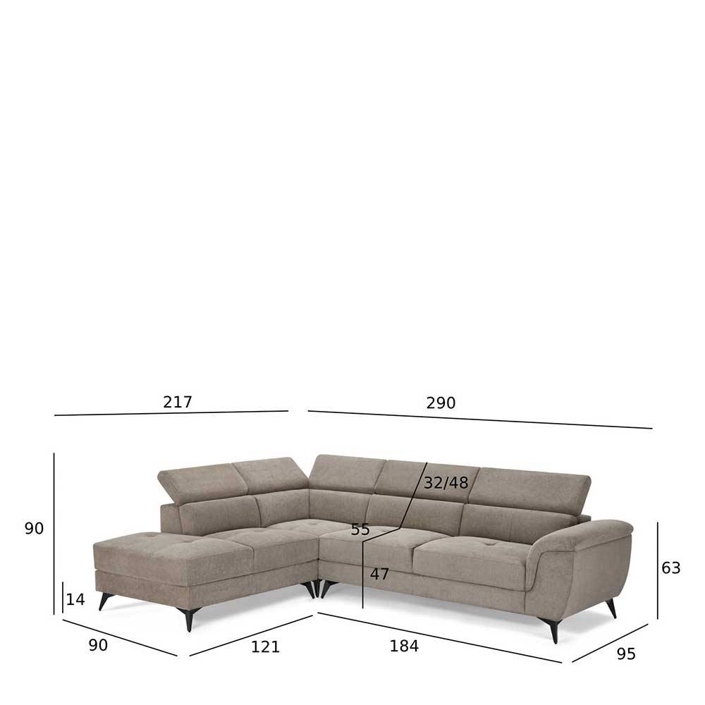 Fünfsitzer Eckcouch in Beige - Hisa