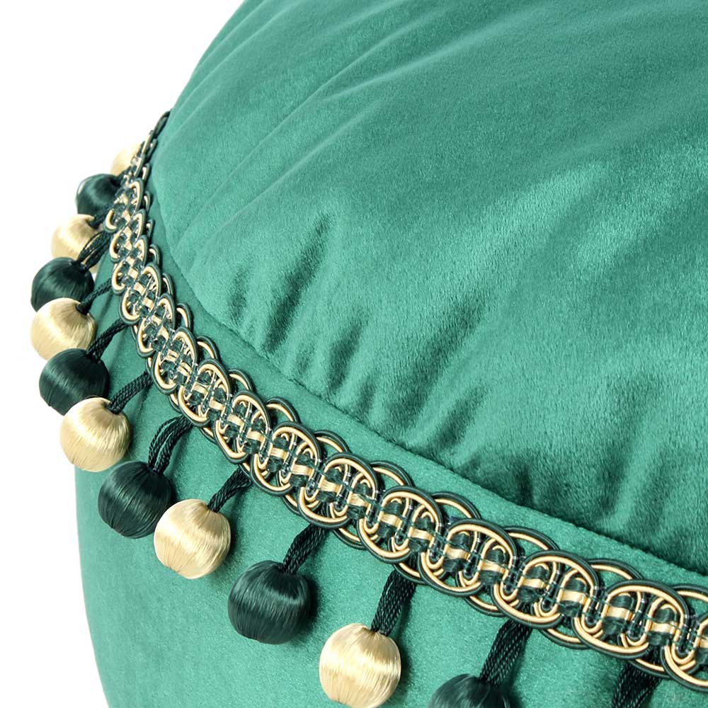 Ethno Stil Pouf Bodenkissen in Grün Samt - Parana