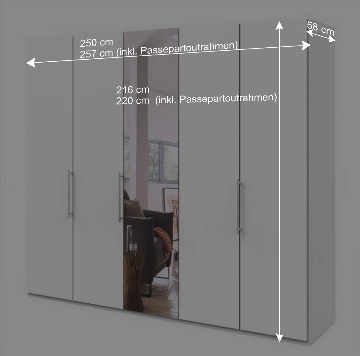 Weißer Gleittüren Kleiderschrank mit Spiegel - Donpiave