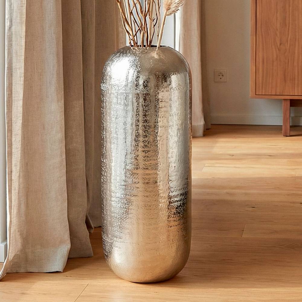 Bodenvase aus Aluminium in Silber - Grove