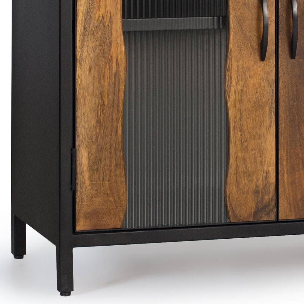 Design Türen-Kommode aus Mangoholz und Metall - Aglia