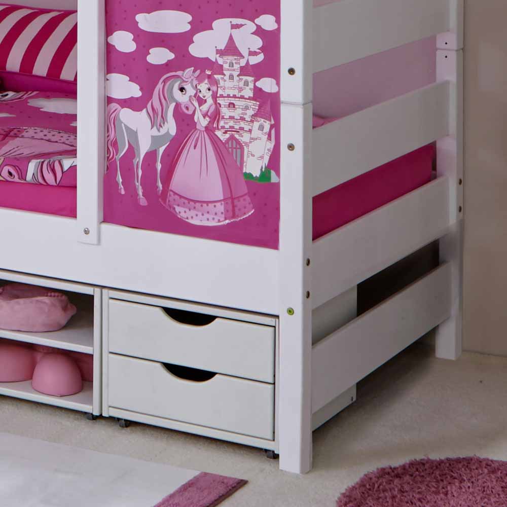 Rosafarbenes Prinzessin-Kinderbett Mantua mit Stauraum