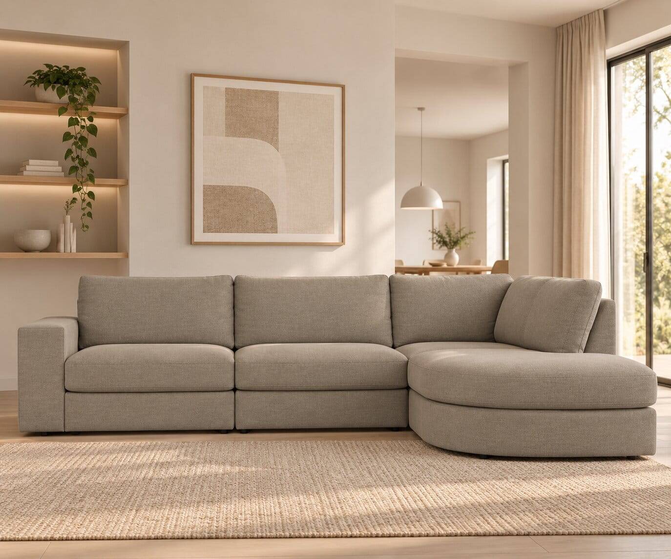 Sofaecke in Grau Stoffbezug - Gregg
