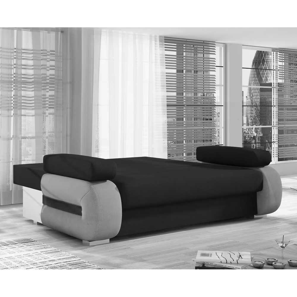 Federkern-Bettcouch in Dunkelbraun - Helina