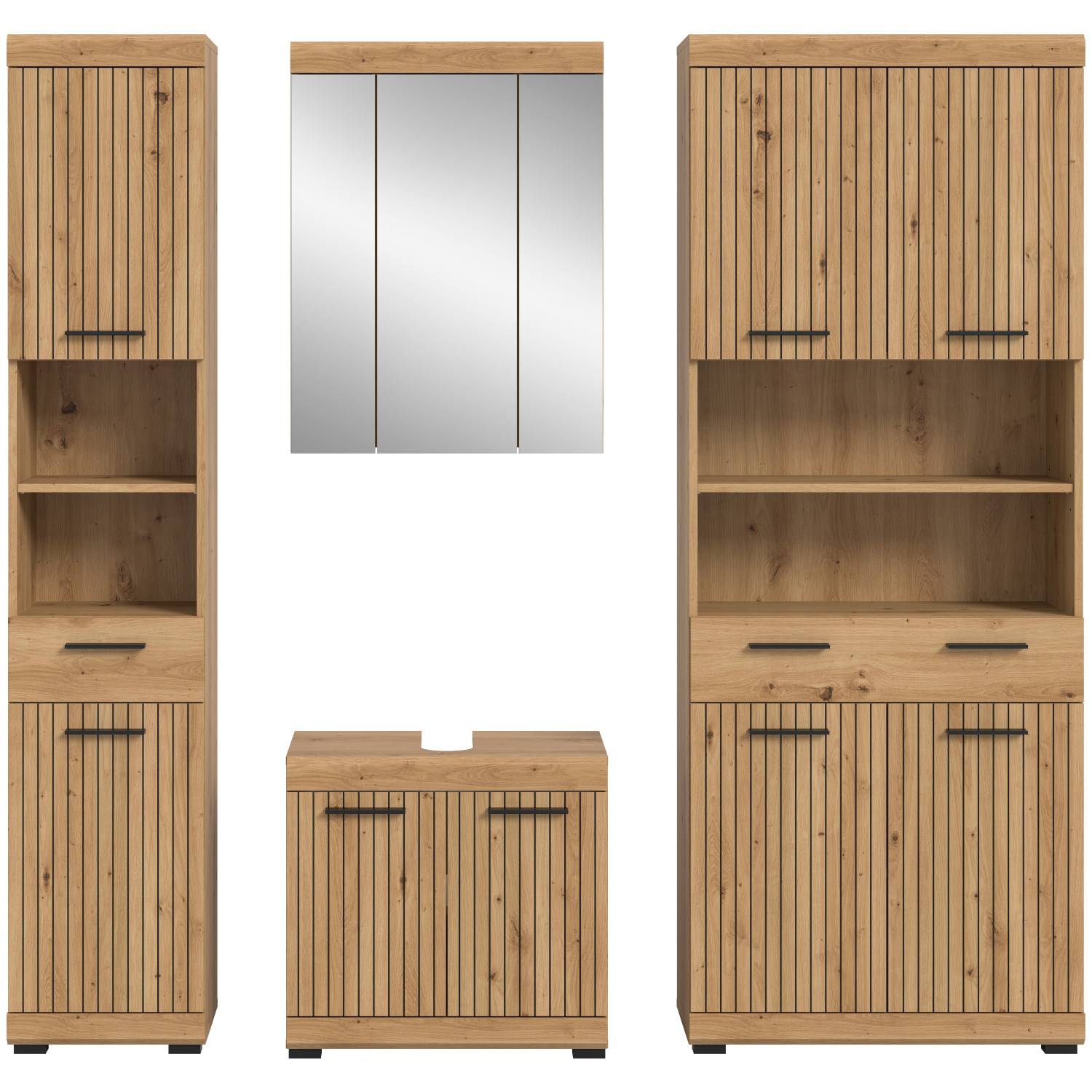 Badezimmerset in gerillter Optik - Lasewood II (vierteilig)