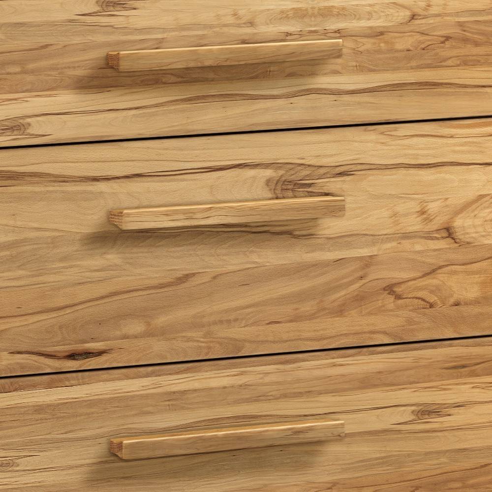 Holzkommode mit drei Schubladen, langen Holzgriffen und natürlicher Holzmaserung – Rosina