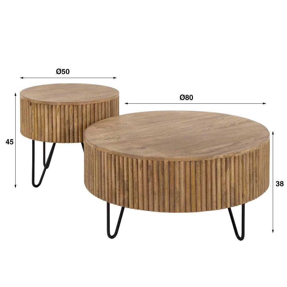 Couchtisch Duo aus Mangoholz - Alde (zweiteilig)
