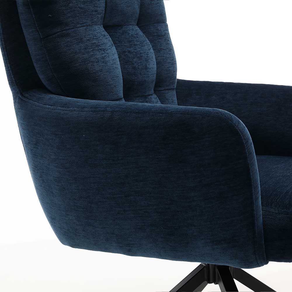 Chenille Drehsessel in Blau - Luanu (2er Set)