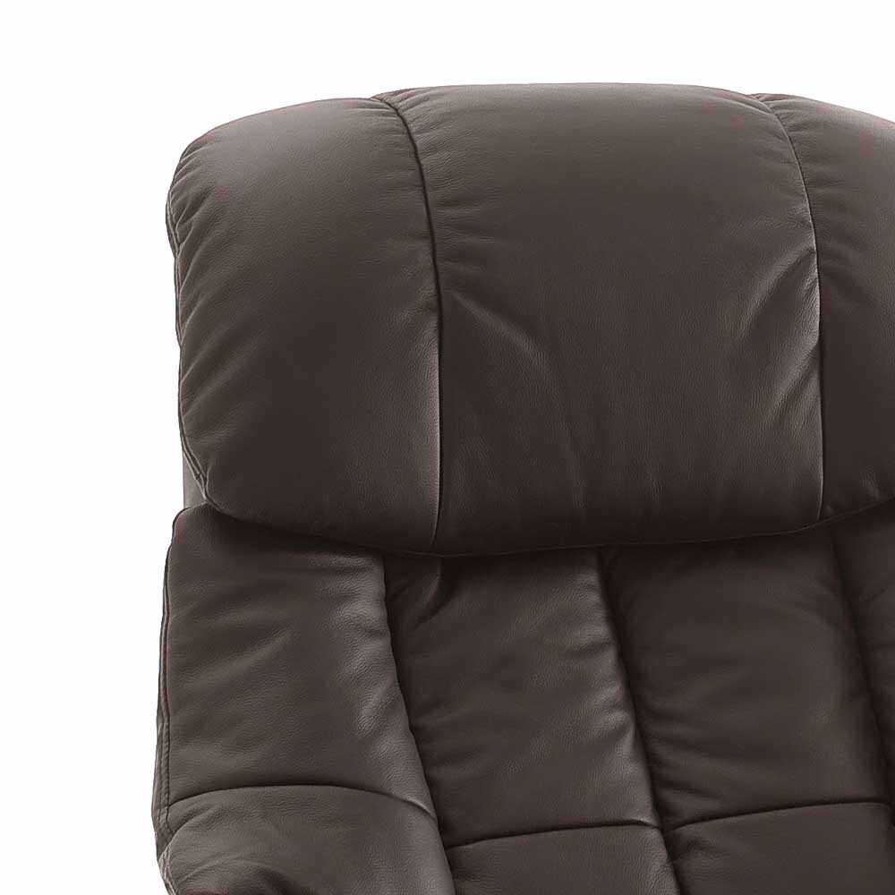 Brauner Leder Sessel mit elektrischer Verstellung Colocca auf schwarzem Fuß
