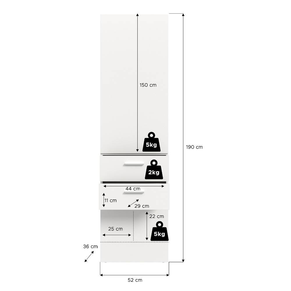 Standgarderobe mit zwei Schubladen - Jarne