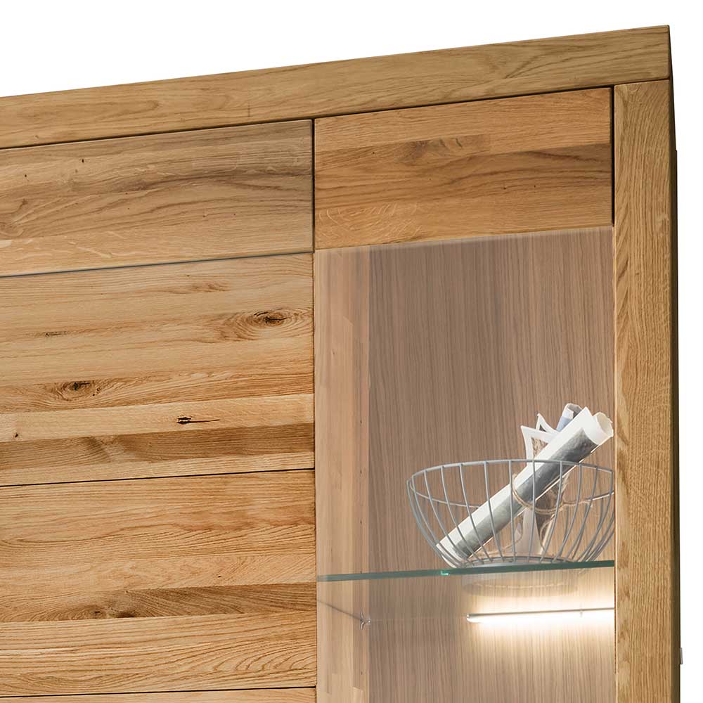 Wohnzimmer Massivholzschrank mit Glas Einsatz - Loitons