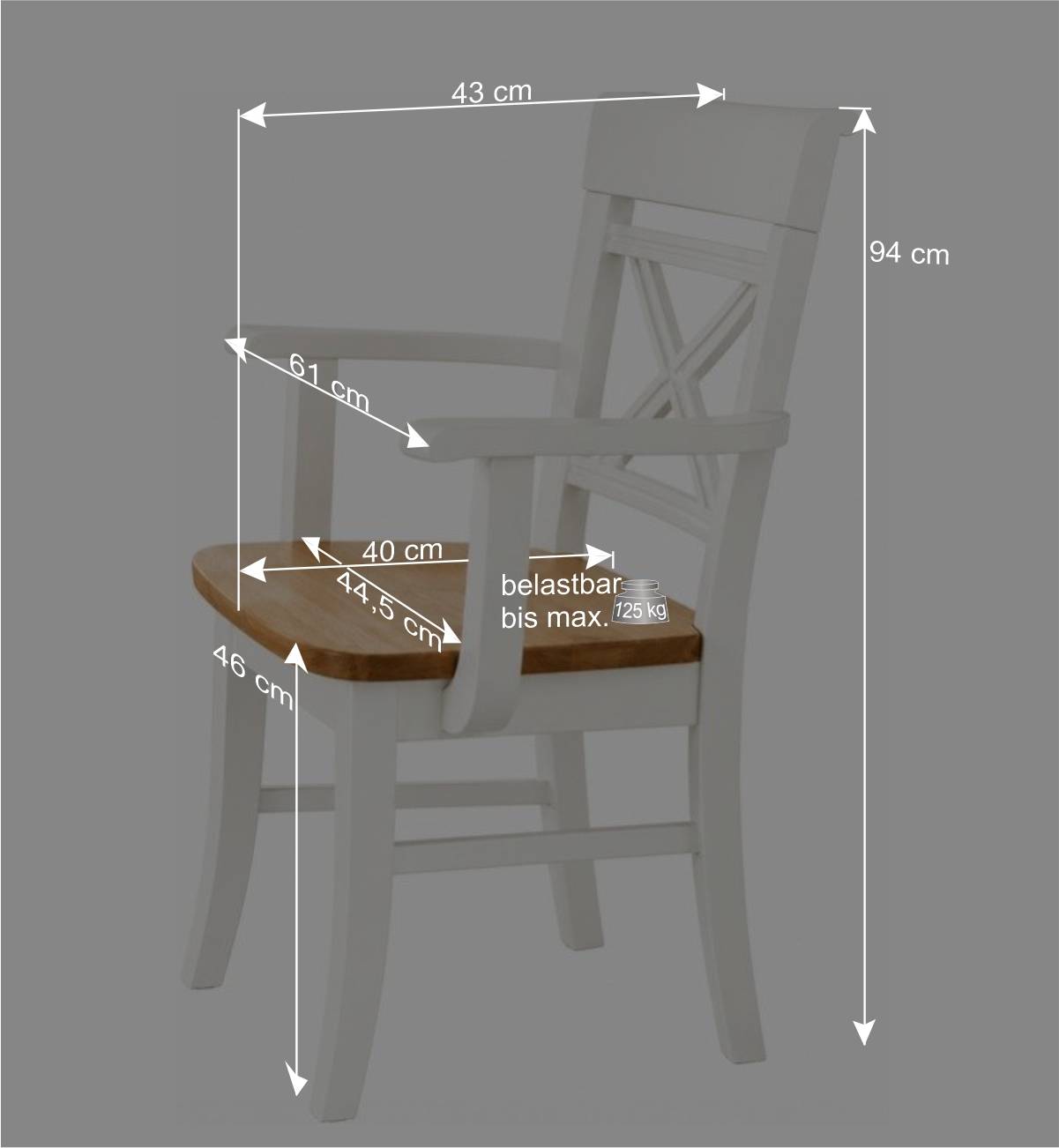 Esstisch mit Stühlen Lugon im Landhausstil (fünfteilig)