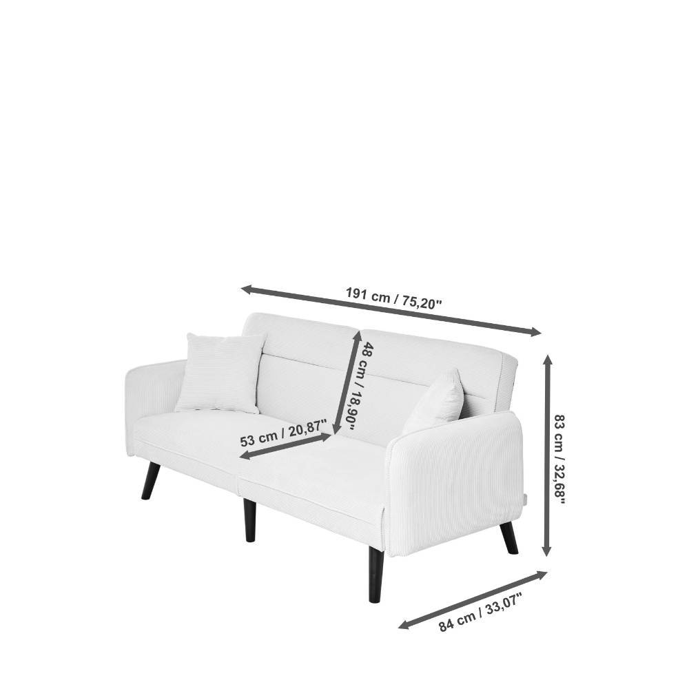 Klappsofa aus Cord Offwhite - Mailak
