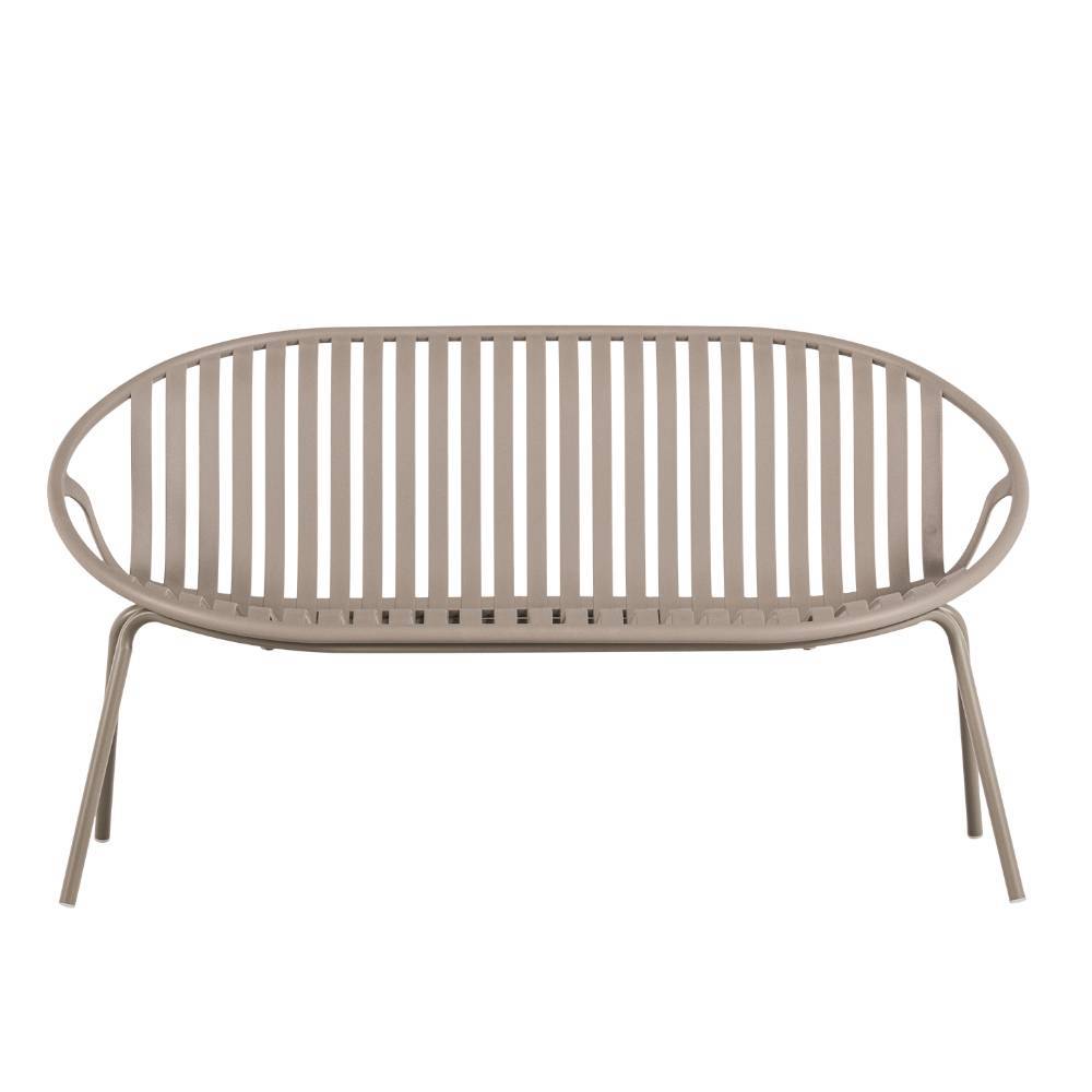 Robuste beige Gartenbank mit Lamellen-Sitzflche und Rckenlehne wetterfest 2 Licox