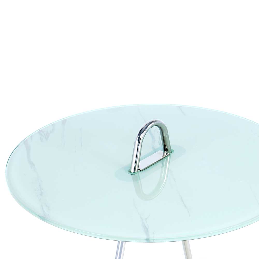 46x60x46 Design Glastisch in Weiß & Silber - Twinta