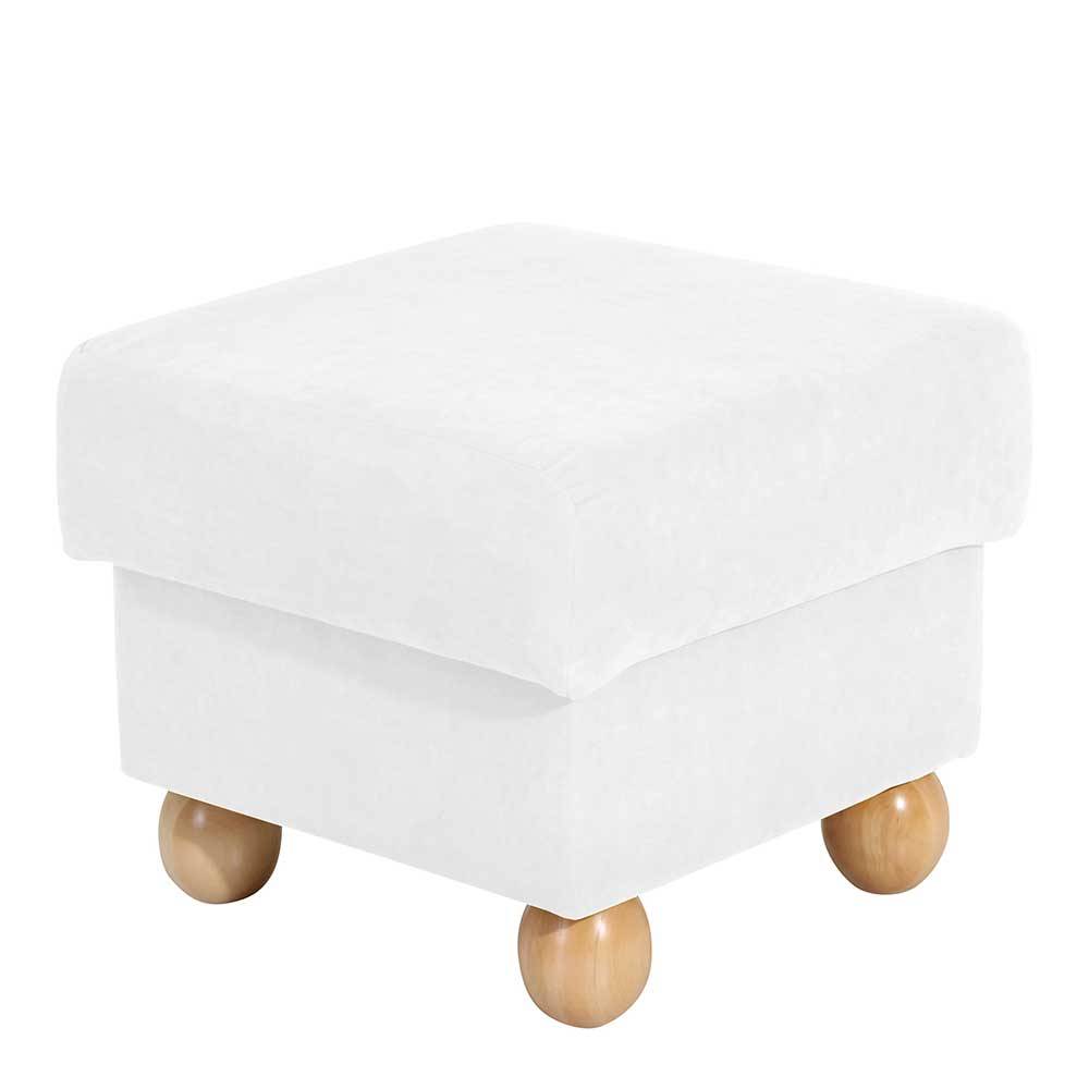 Velours Hocker in Cremefarben - Clamps