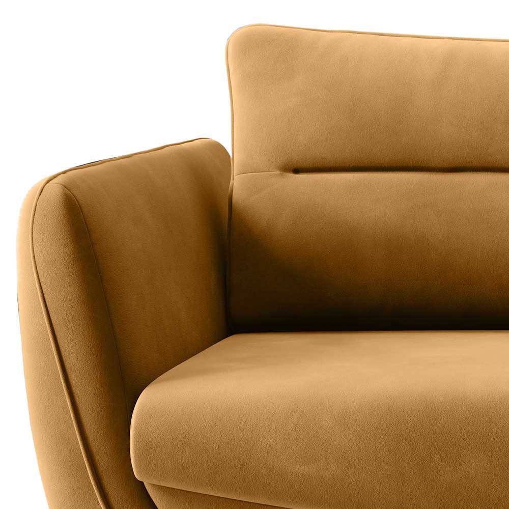 Dreisitzer Schlafcouch in Senfgelb Samt - Ombragon