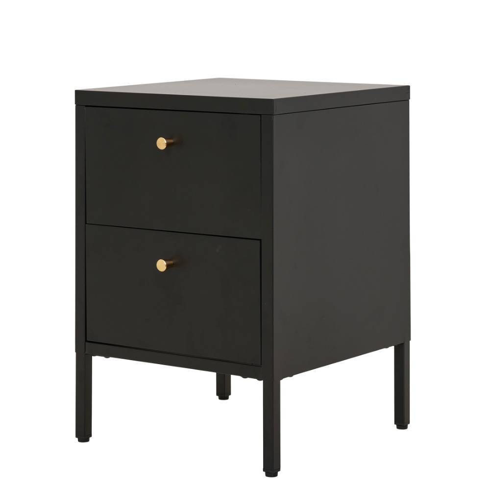 Nachtkommode in Schwarz mit Gold - Singular