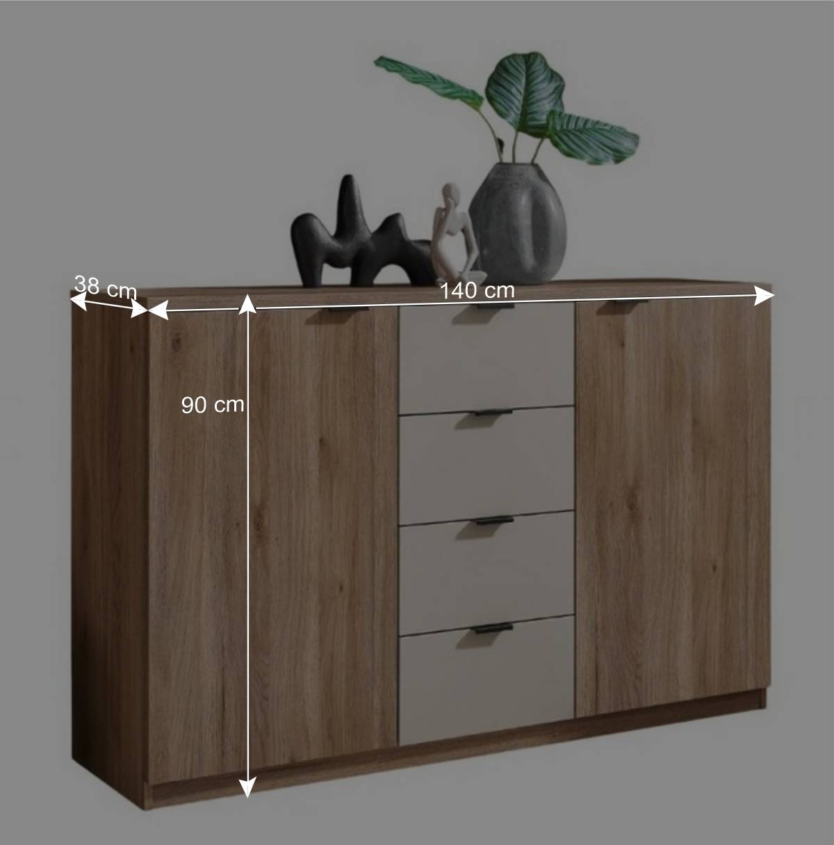 Schlafzimmer-Kommode in Wildeiche Optik - Castagno