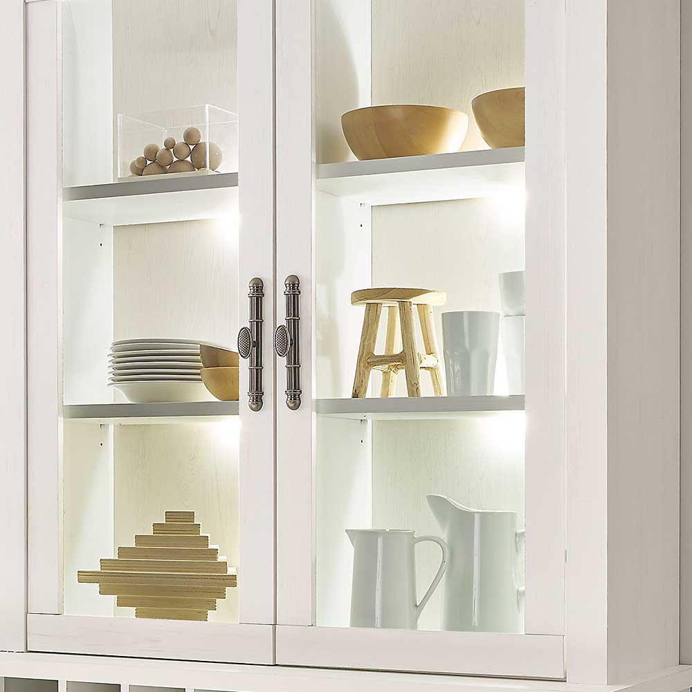 Buffet Vitrine in weißer Holzoptik Pinie - Liancos