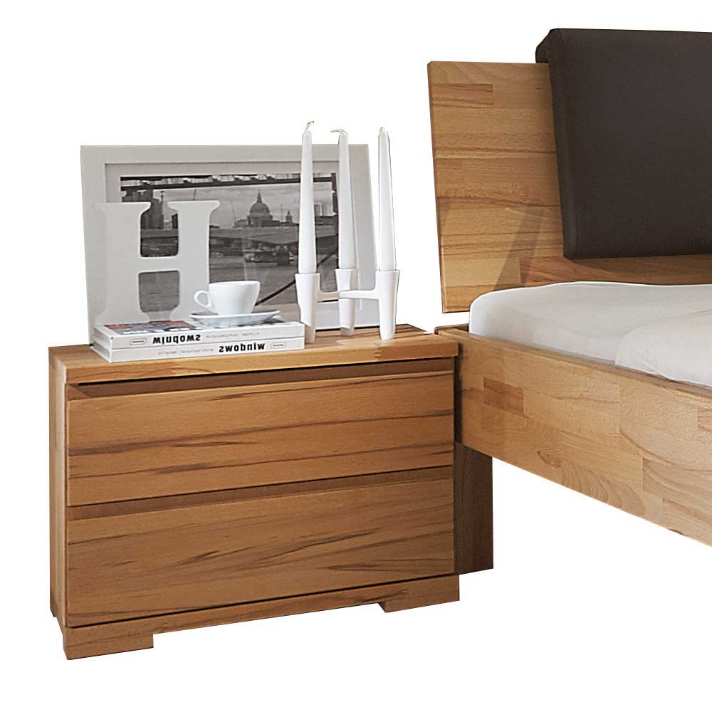 Kernbuchen-Bett in modernem Design - Tireveta (dreiteilig)