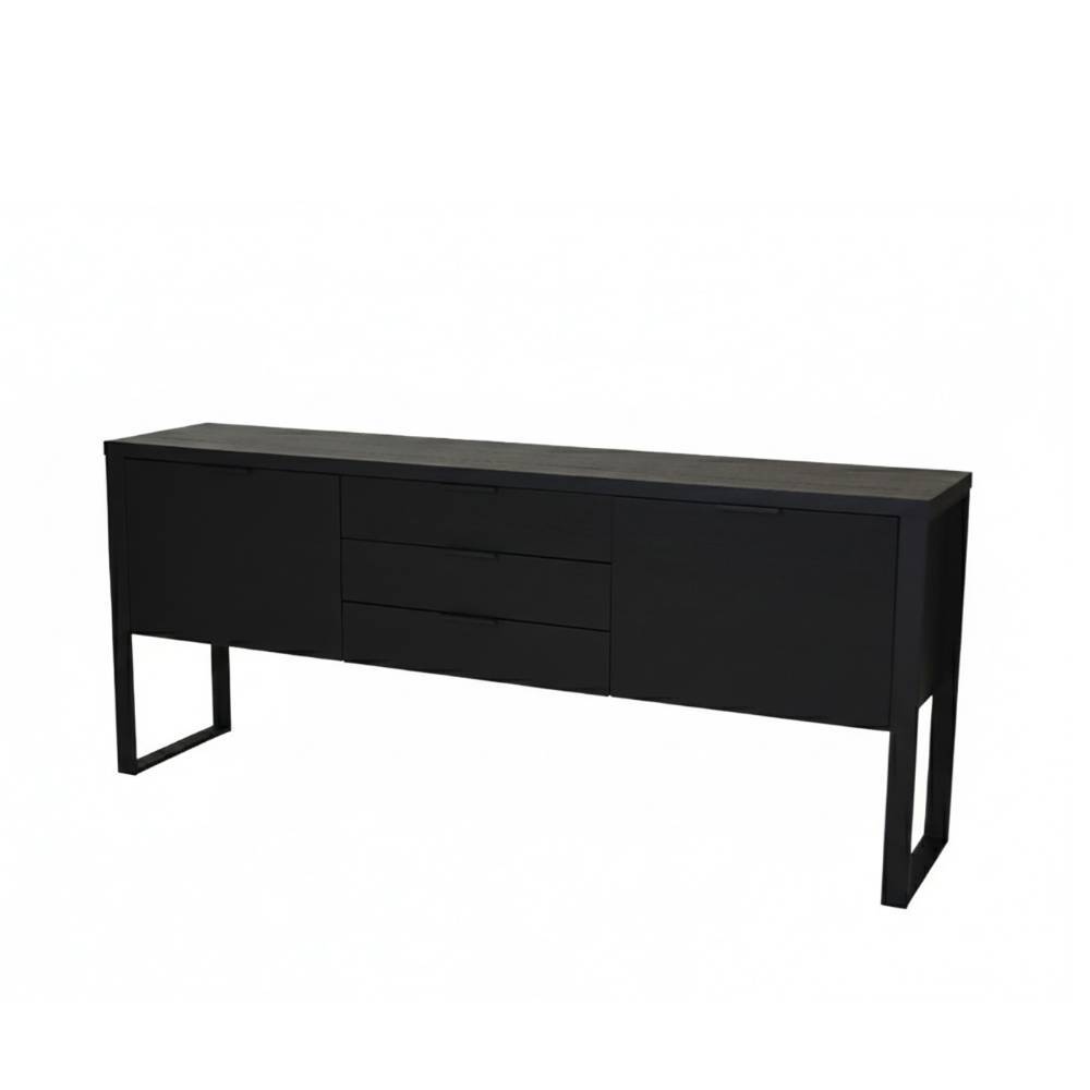 Industrial Sideboard in Holzoptik Schwarz - Ailunaro