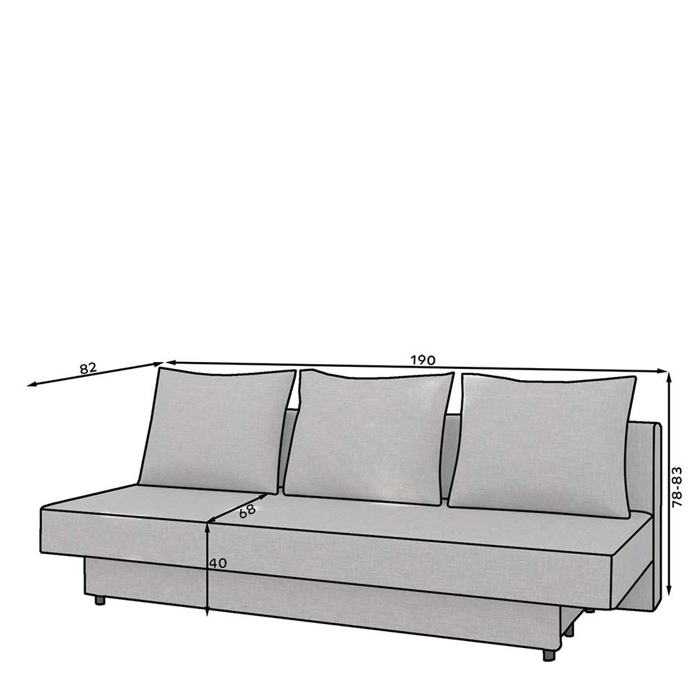 Zweisitzer Schlafsofa in Dunkelgrau meliert - Prasido