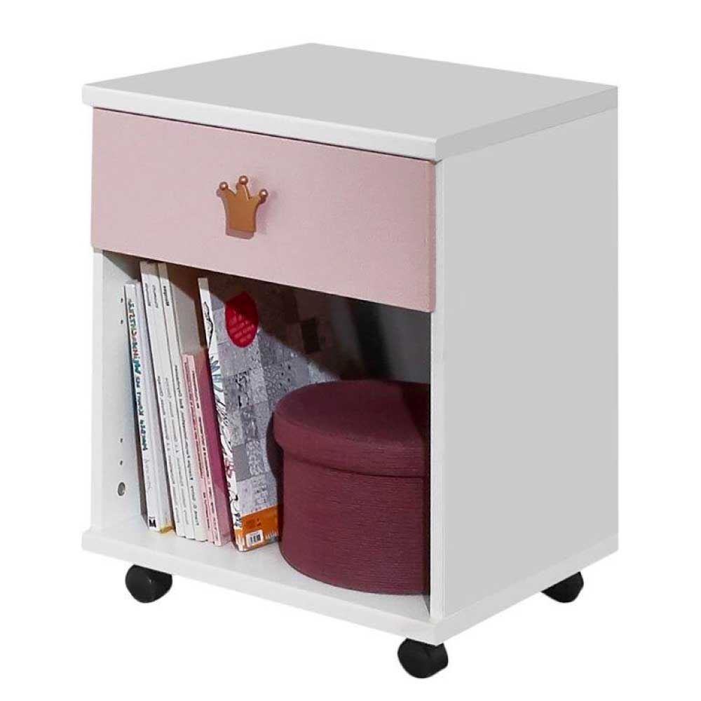 Schreibtischcontainer in Weiß & Rosa mit Krone - Lagaska