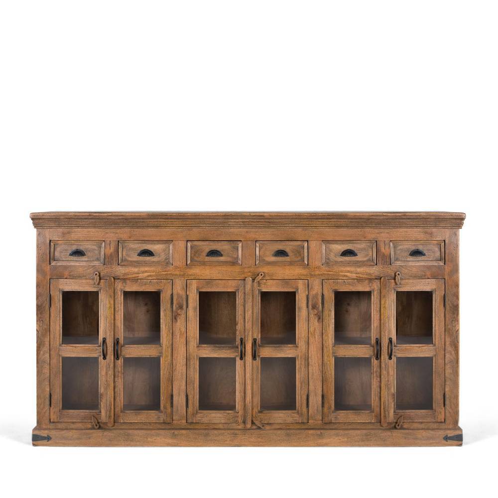 Sideboard Vitrine aus Mangobaum Massivholz - Jayma